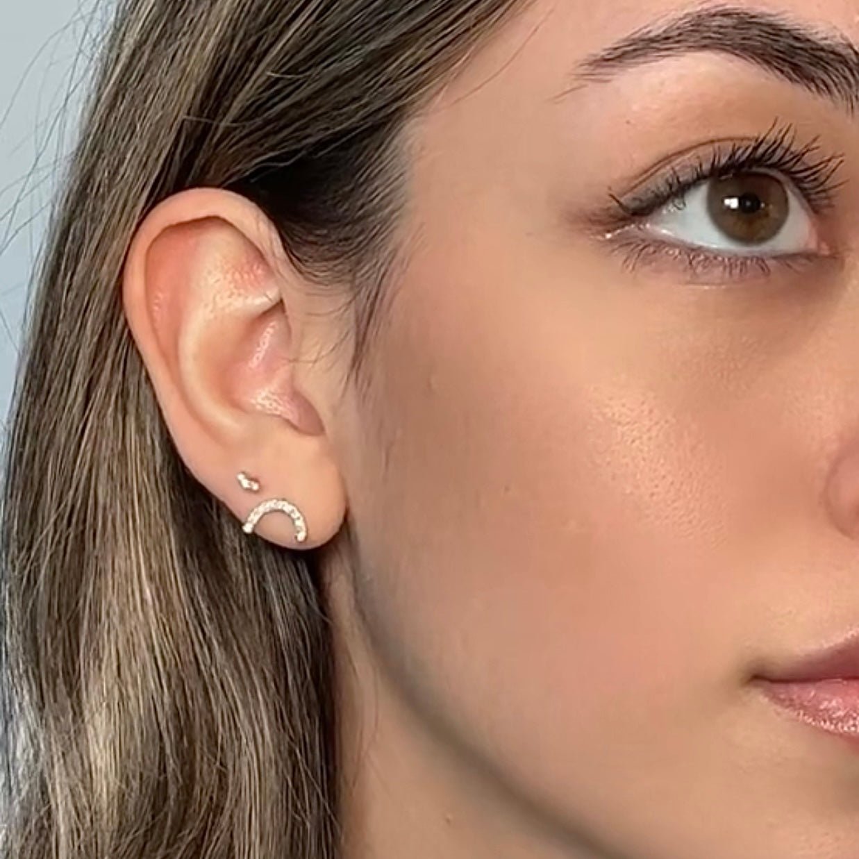 14K Arch Diamond Stud Earrings Earrings IceLink-CAL   