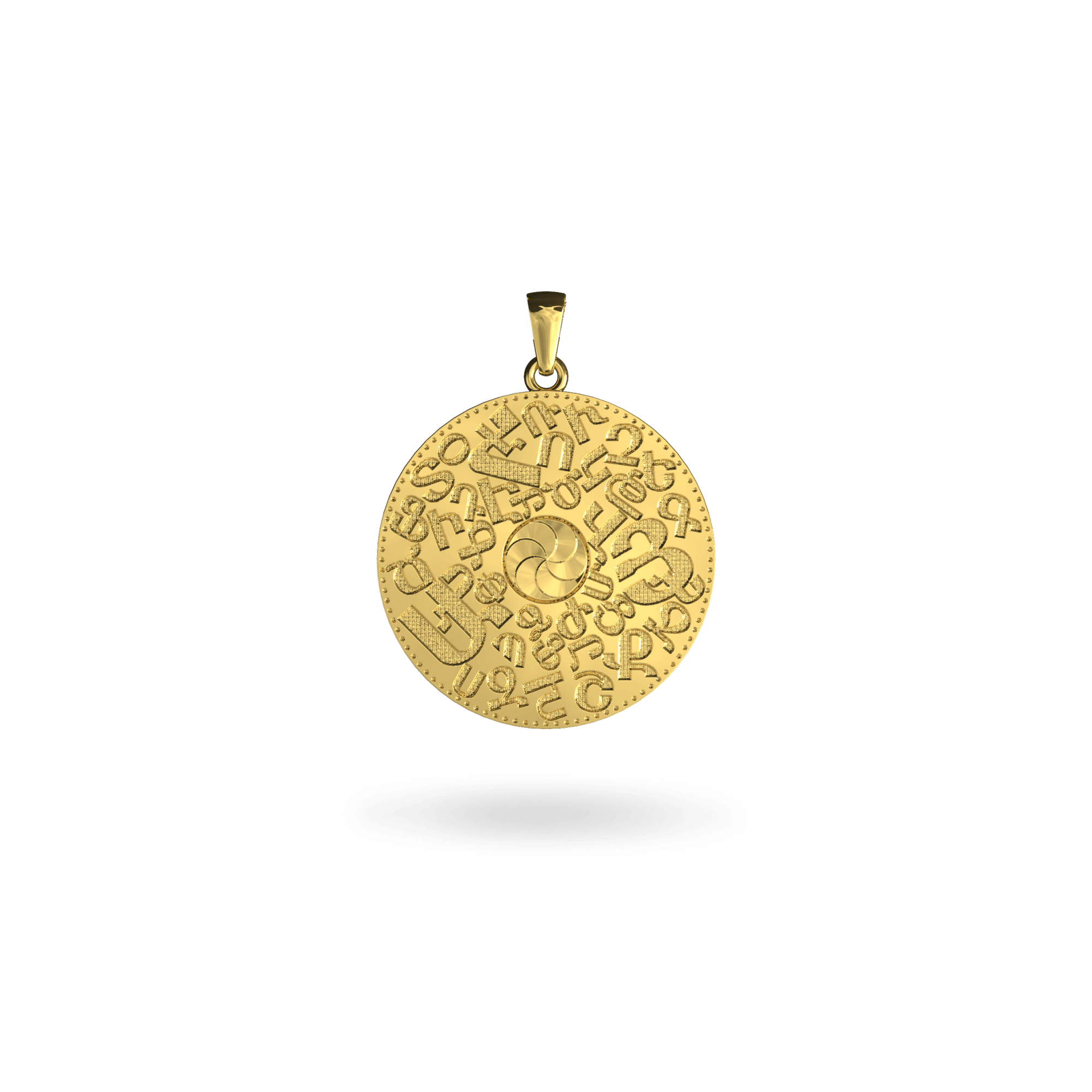 14K Armenian Alphabet Pendant Necklaces IceLink-CAL 14K Gold  