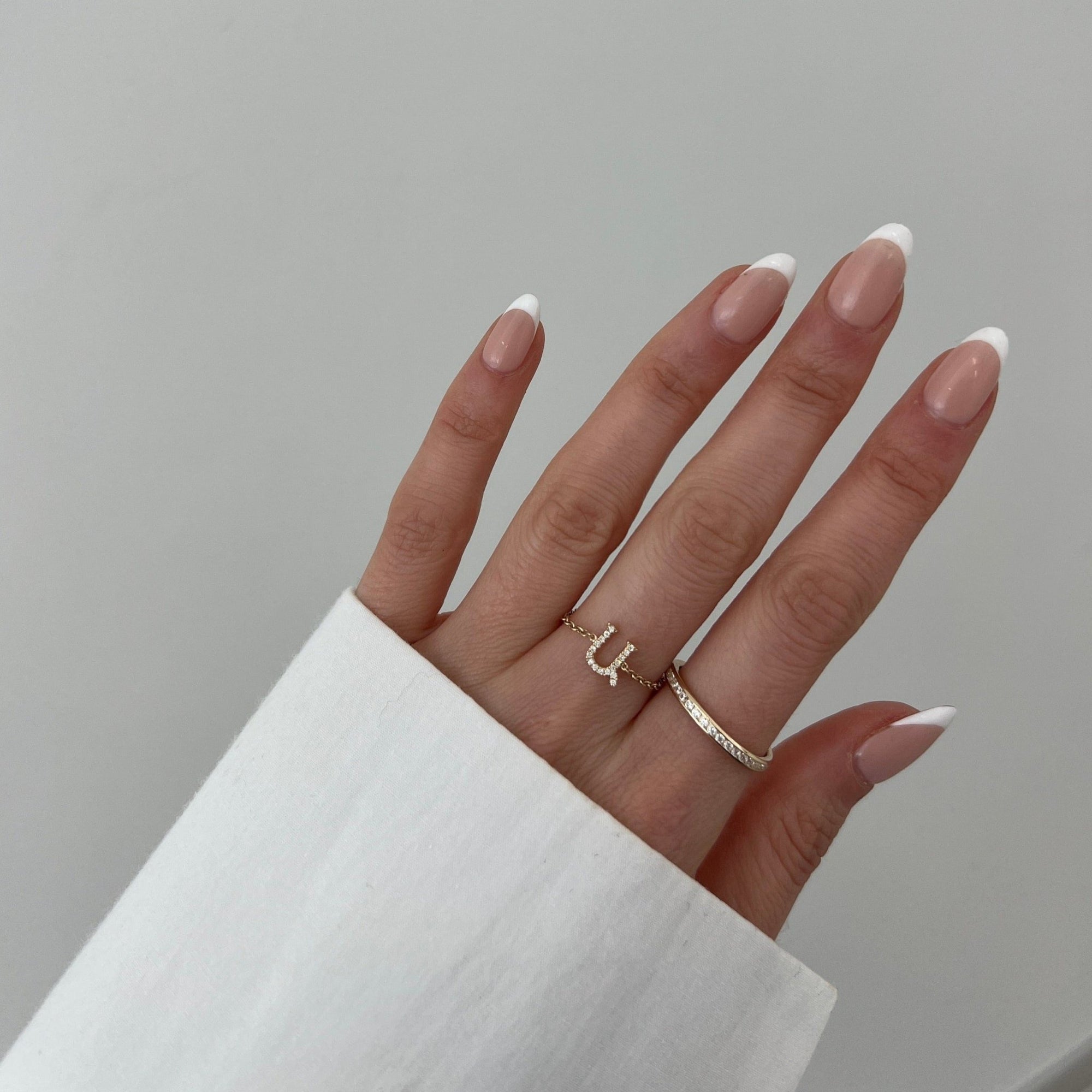 14K Armenian Initial Diamond Chain Ring Rings IceLink-CAL Ա (Ani) 5 