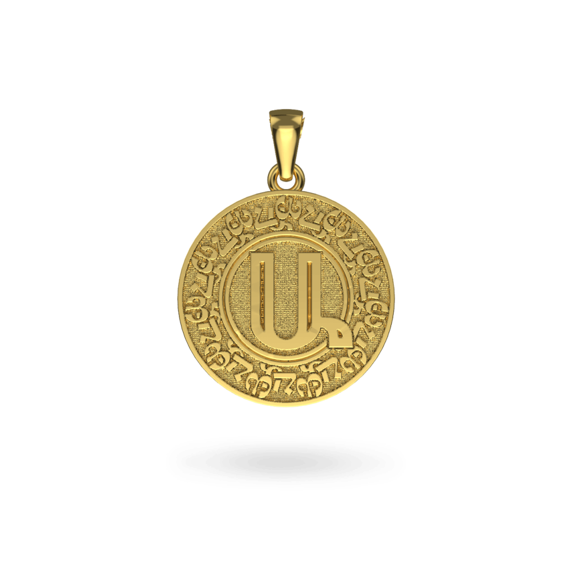 14K Armenian Initial Coin Pendant Necklaces IceLink-CAL Ա (Ani)  