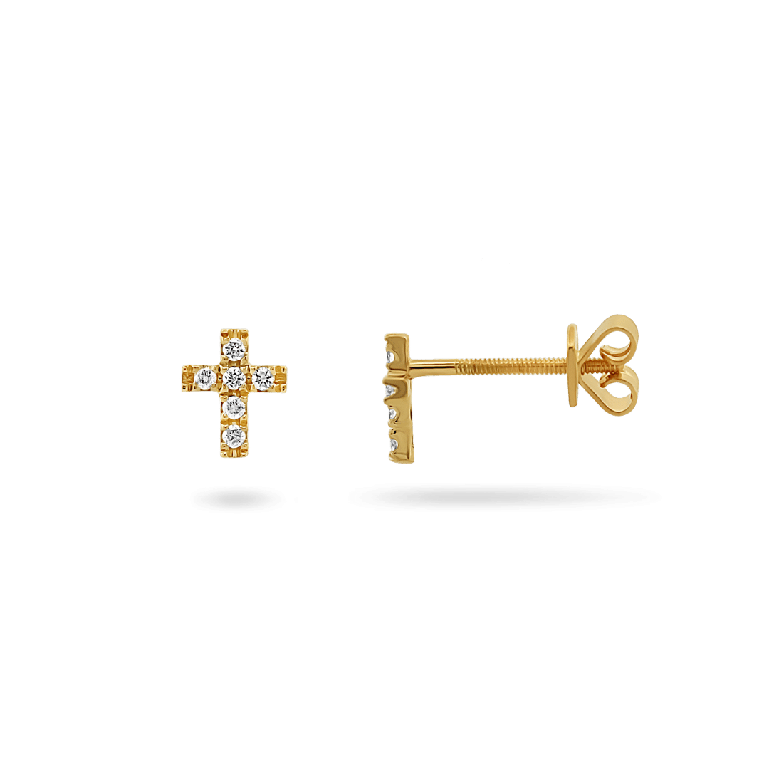 14K Chloe Cross Diamond Stud Earrings Earrings IceLink-CAL 14K Gold  