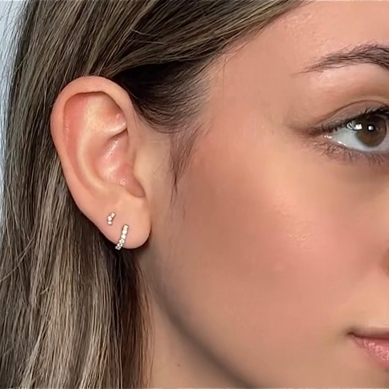 14K Hailey Huggies Earrings IceLink-CAL   