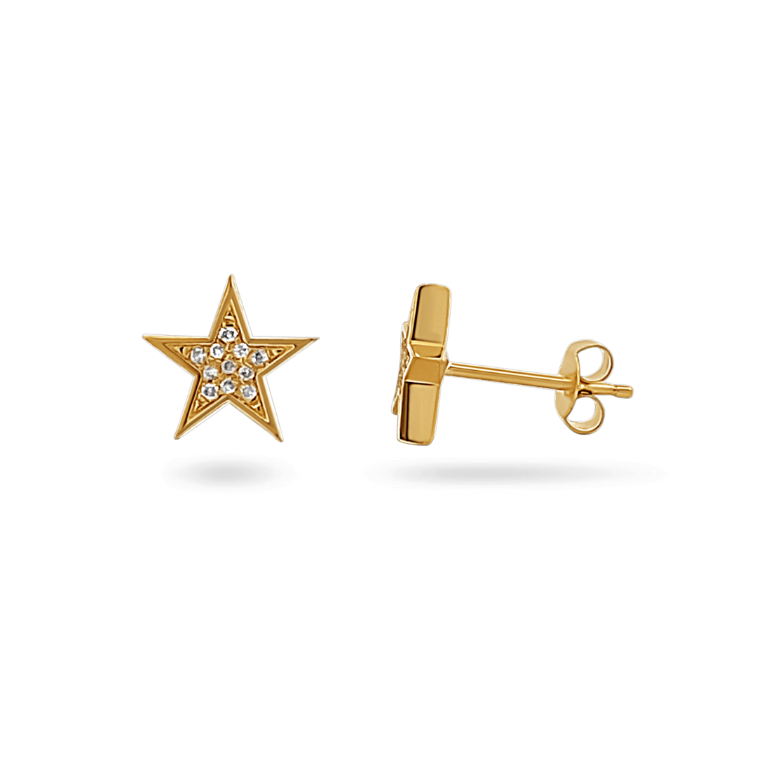 14K Stella Star Diamond Stud Earrings Earrings IceLink-CAL   