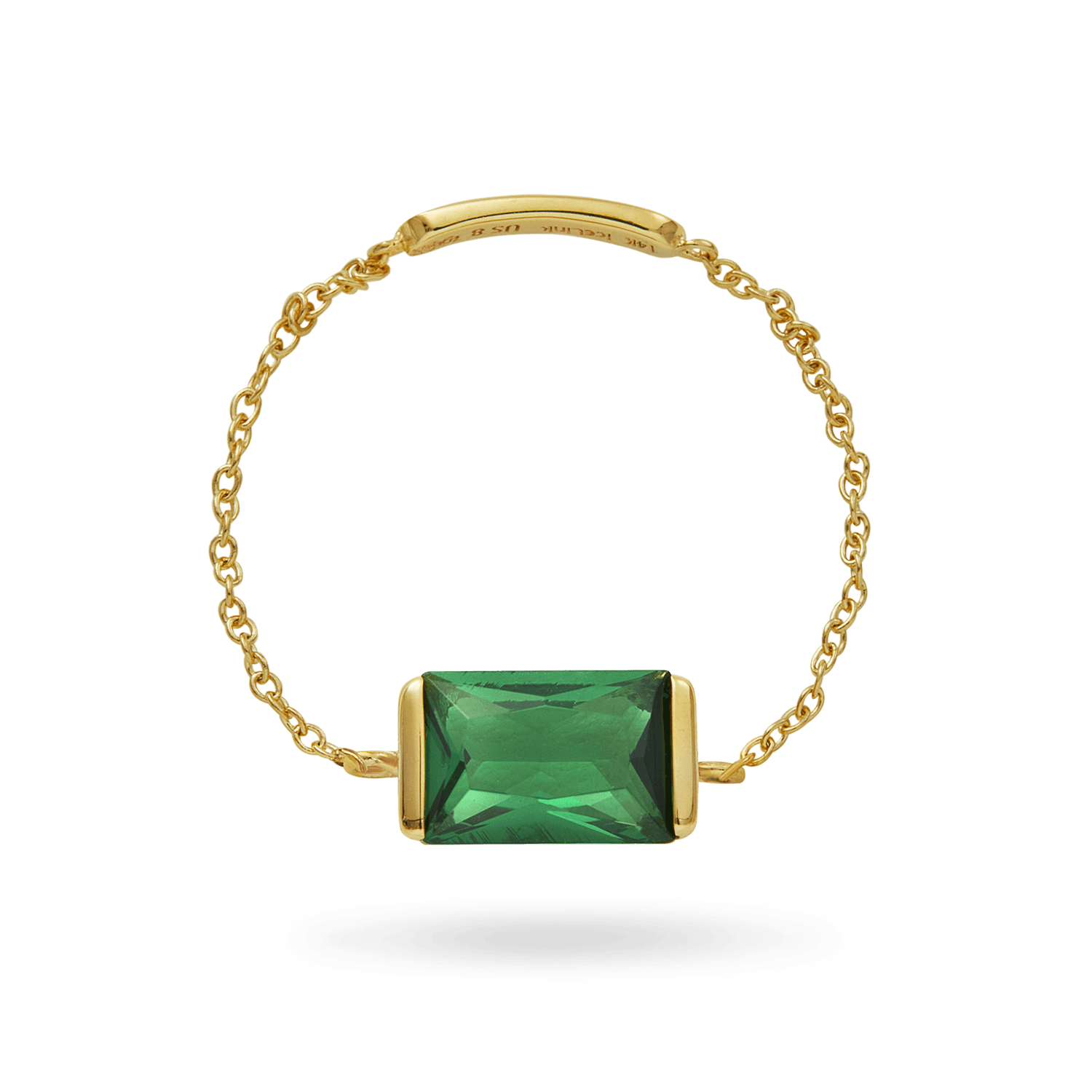 14K Emerald Chain Ring Rings IceLink-CAL 3  