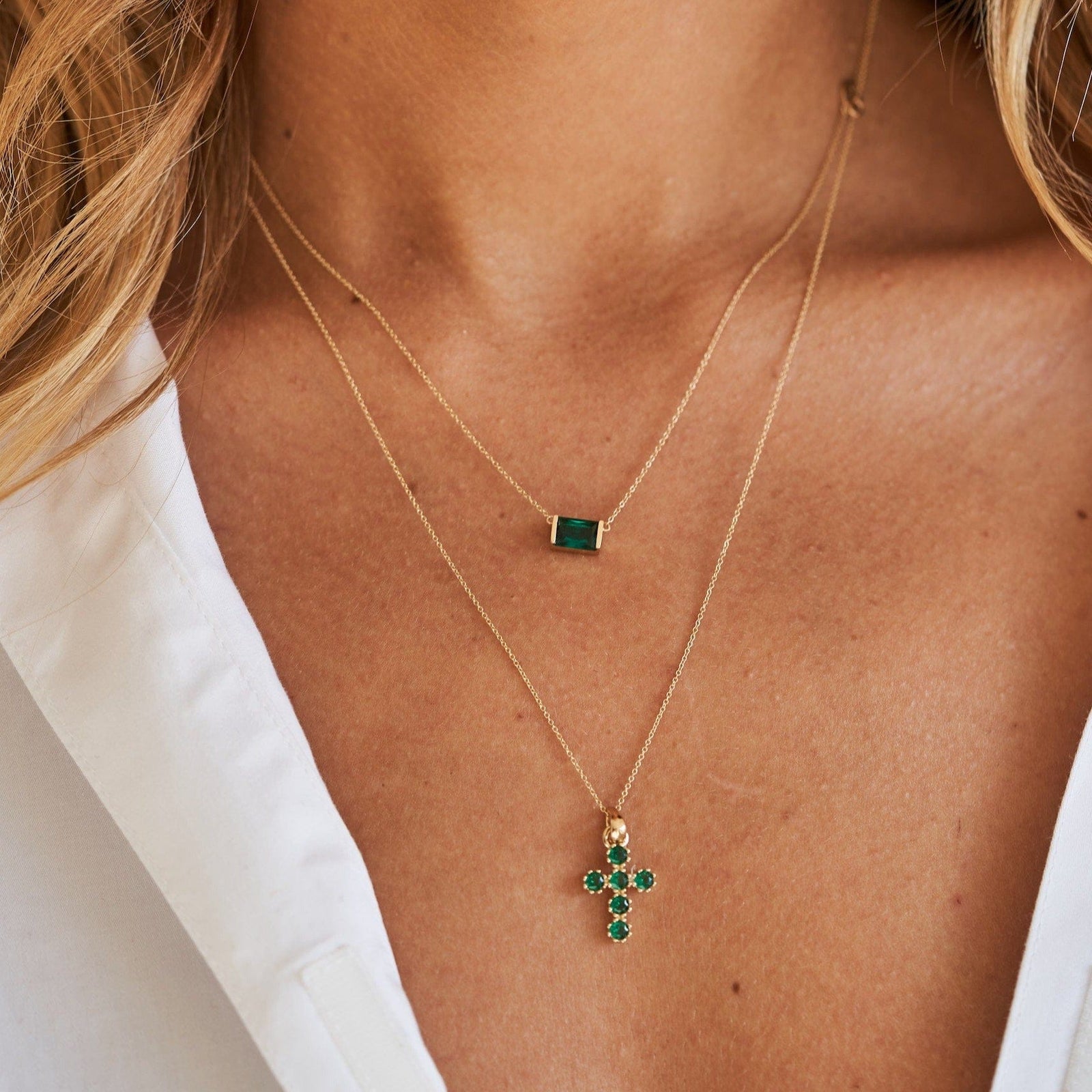 14K Emerald Necklace Necklaces IceLink-CAL   