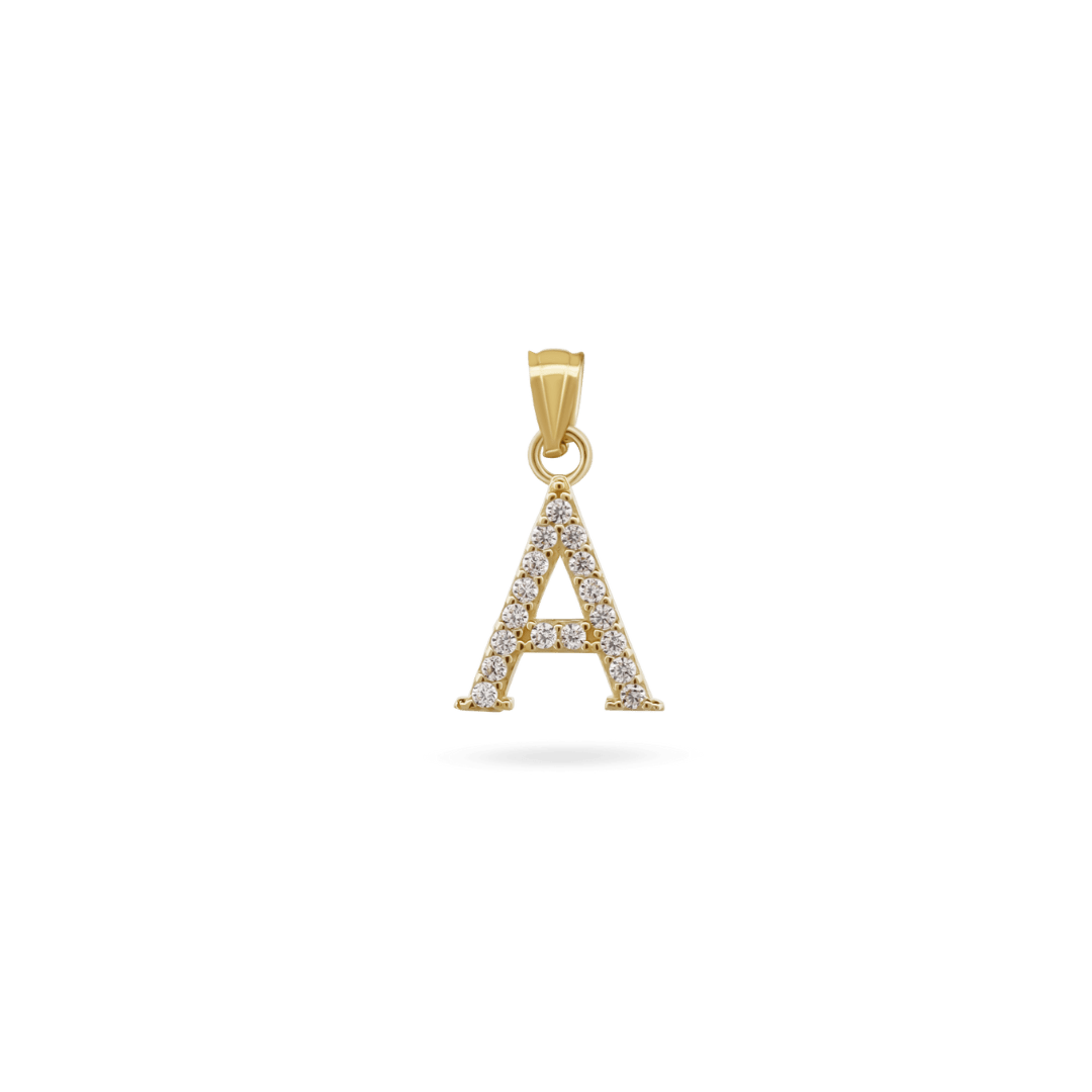 14K Gold 'True You' Initial Stone Pendant Necklaces IceLink-CAL A  
