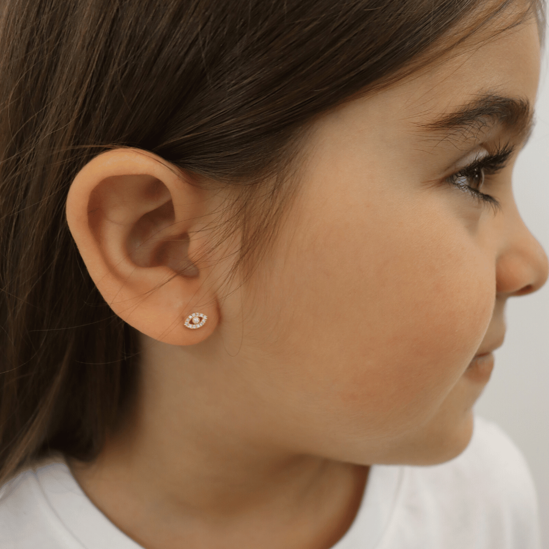 14K Irina Evil Eye Diamond Stud Earrings Earrings IceLink-CAL   