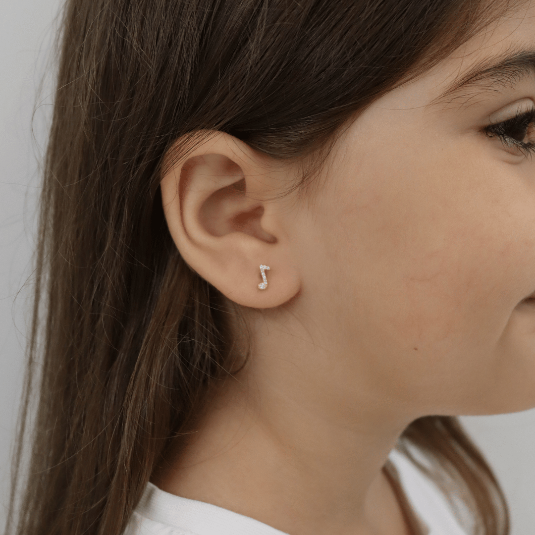 14K Musical Note Diamond Stud Earrings (sample sale) Earrings IceLink-CAL 14K Gold  