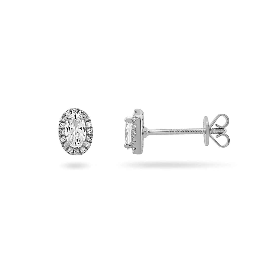 14K Oval Diamond Stud Earrings Earrings IceLink-CAL   