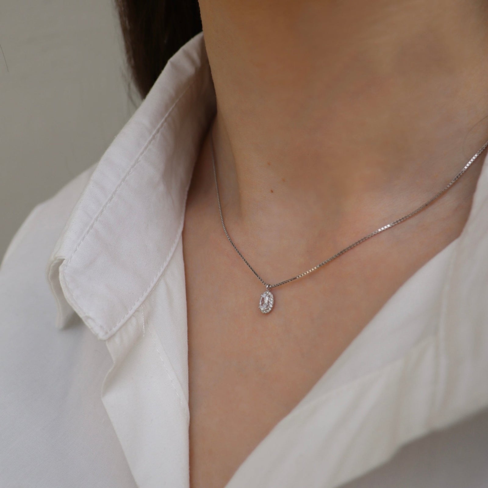 14K Oval Diamond Necklace Necklaces IceLink-CAL   