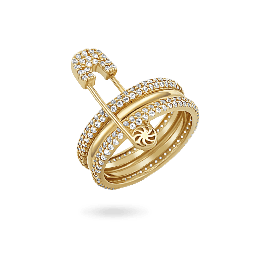 14K Safety Pin Ring Rings IceLink-CAL   