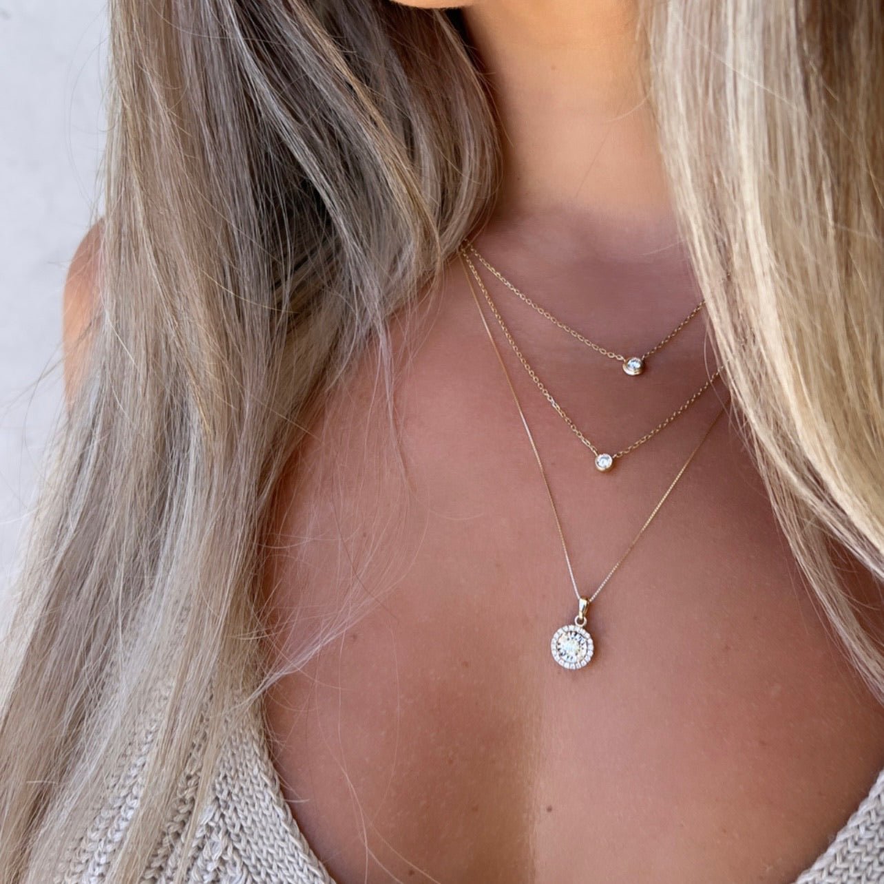 14K Sosem Diamond Pendant Necklaces IceLink-CAL 14K White Gold  