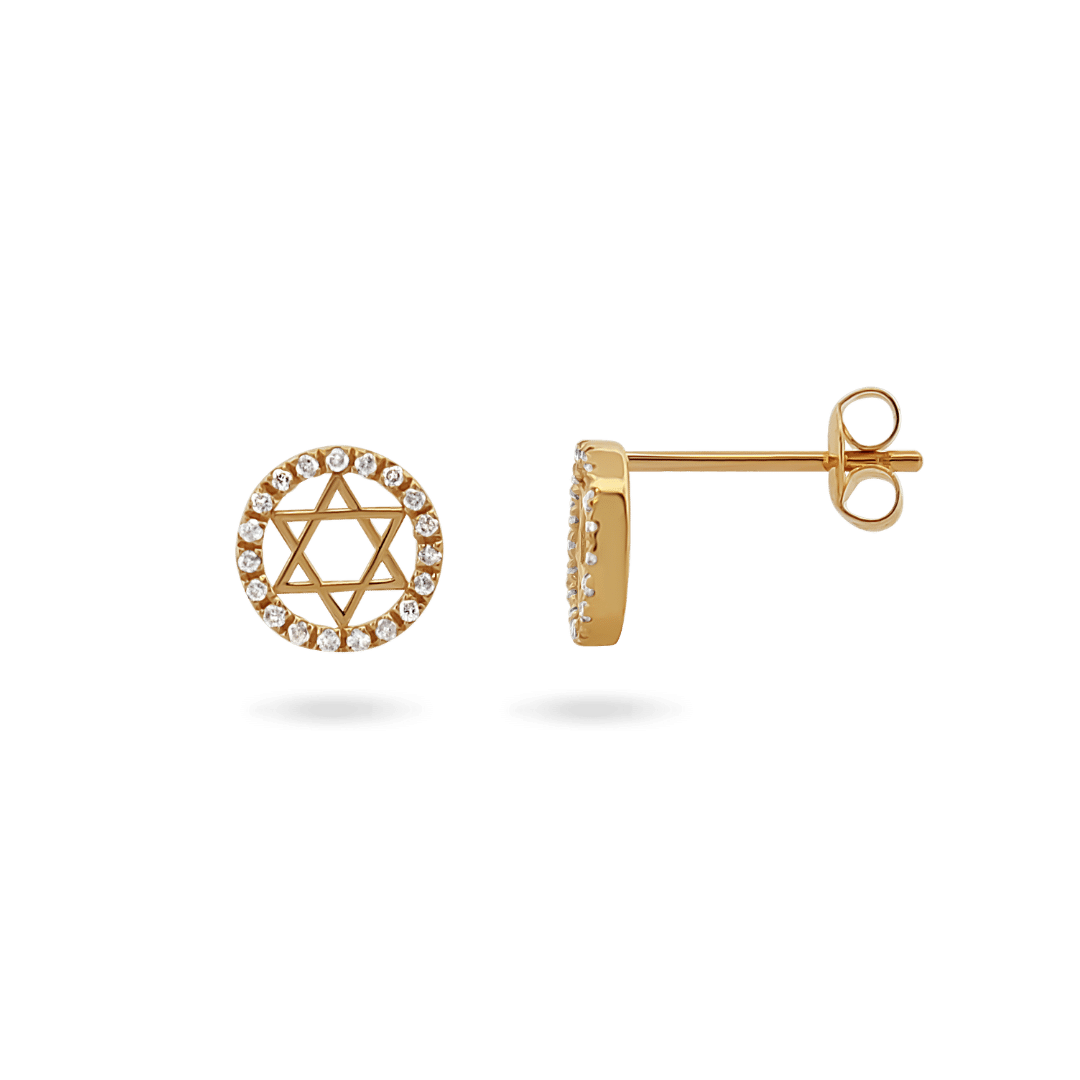 14K Star of David Diamond Stud Earrings Earrings IceLink-CAL   