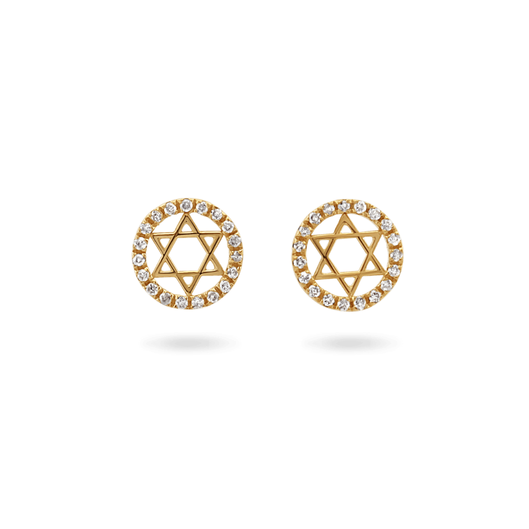14K Star of David Diamond Stud Earrings Earrings IceLink-CAL   