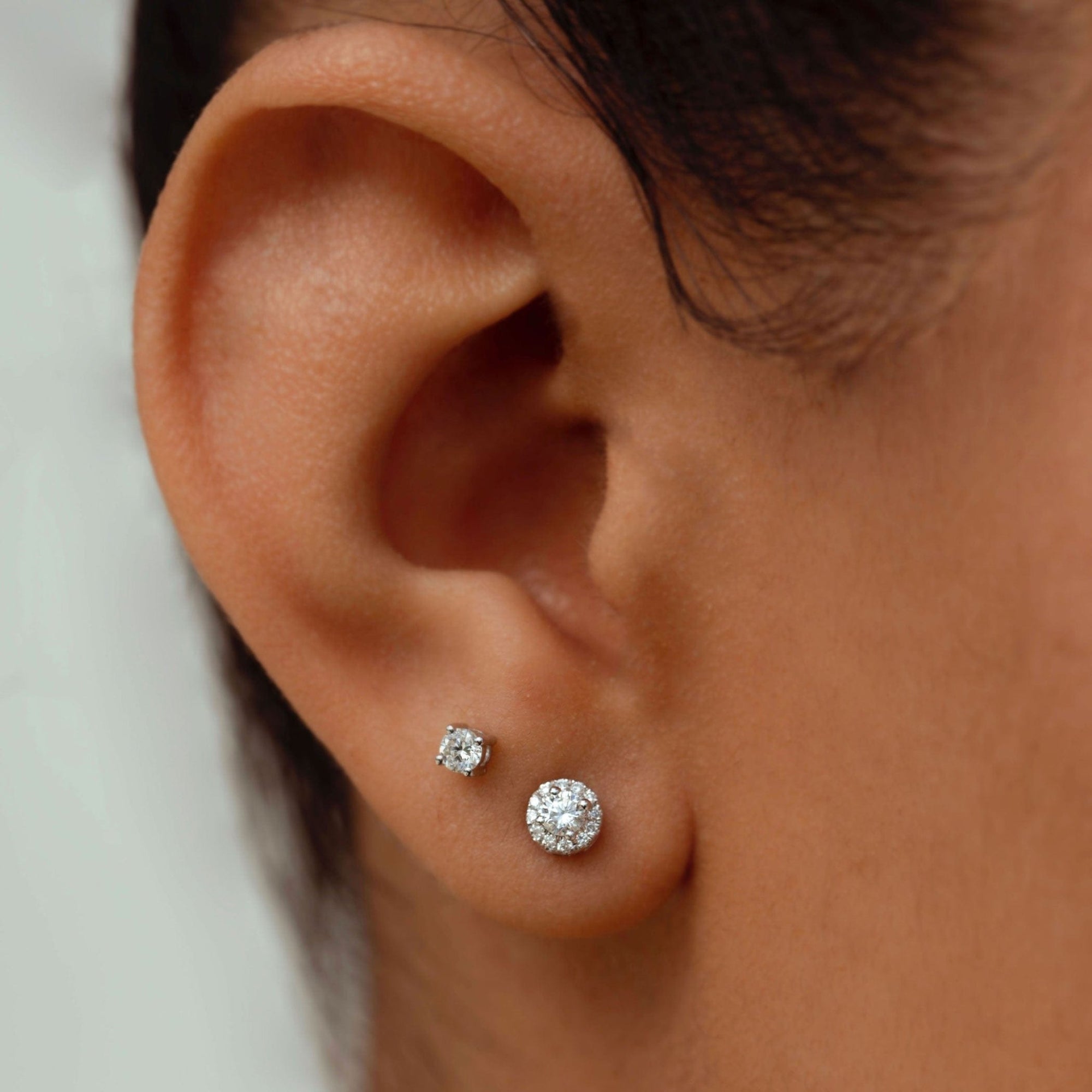14K Zora Diamond Stud Earrings Earrings IceLink-CAL 14K White Gold  