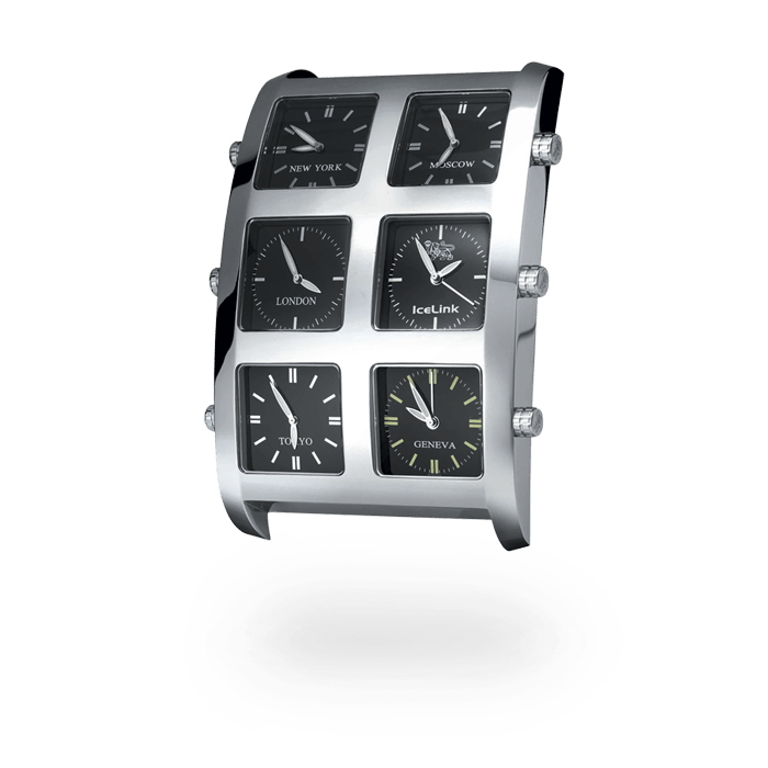 6 Time Zone Wall Clock Presidential IceLink   