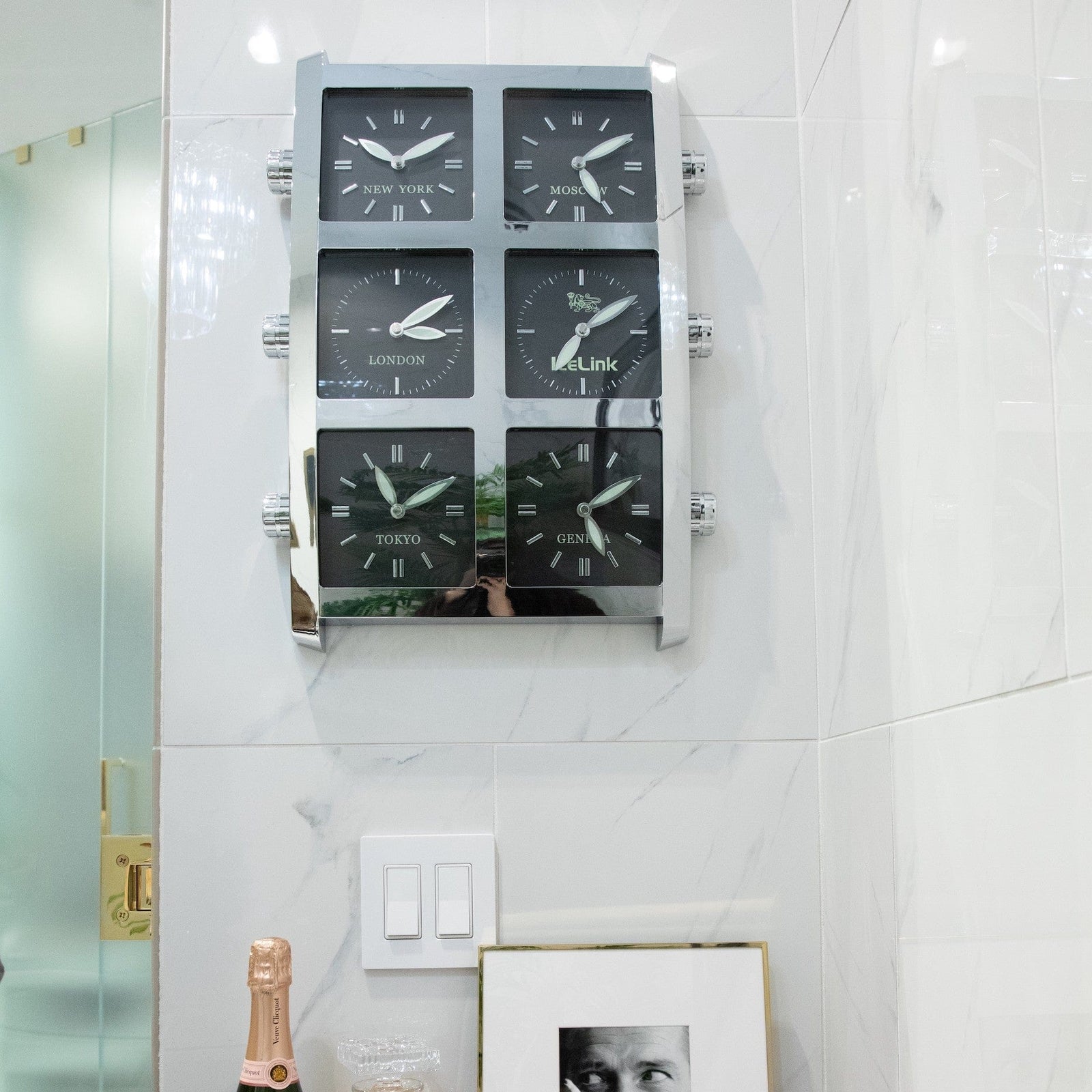 6 Time Zone Wall Clock Presidential IceLink   