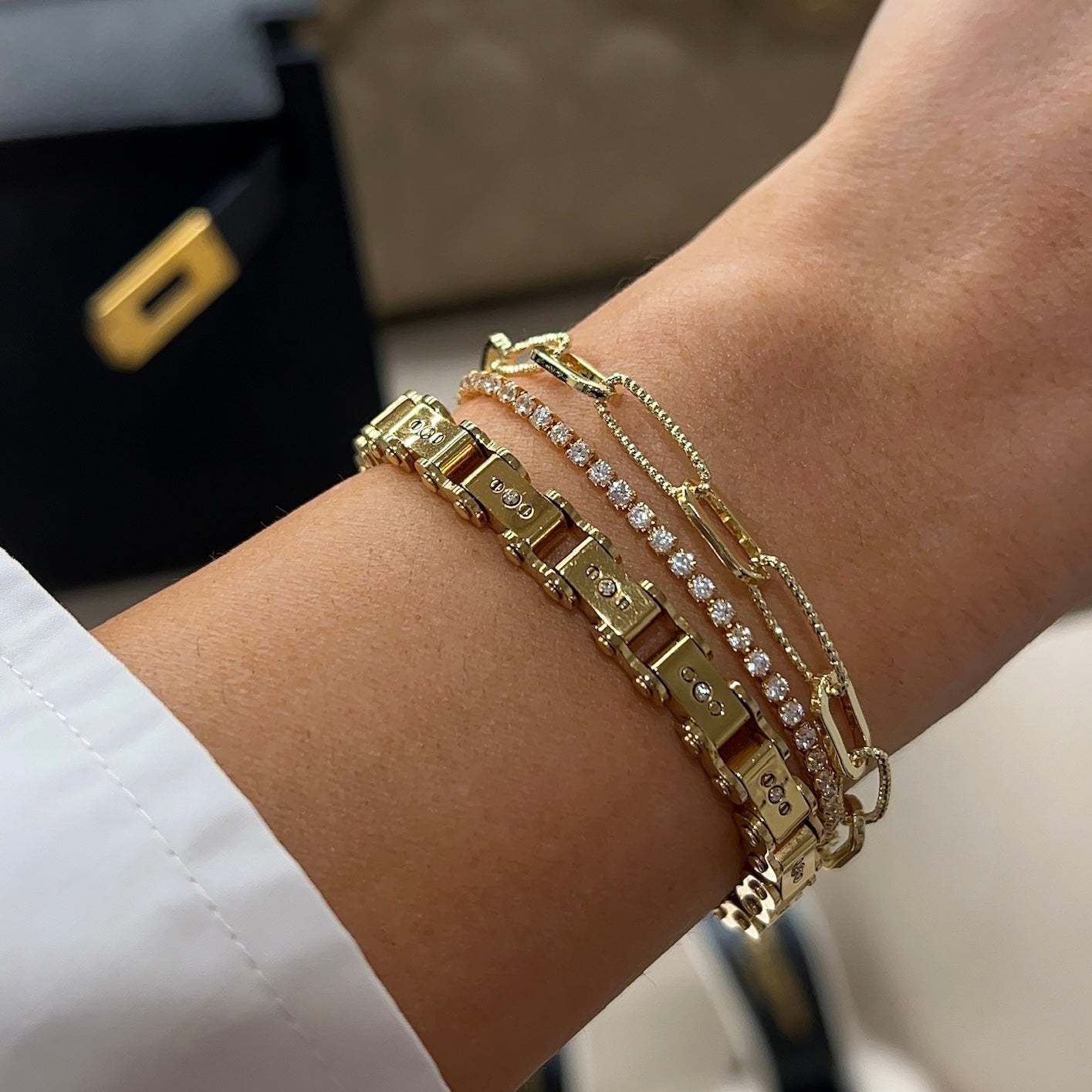 Angie Paperclip Bracelet Bracelets IceLink-ATL Small 6" to 7" 14K Gold Plated 