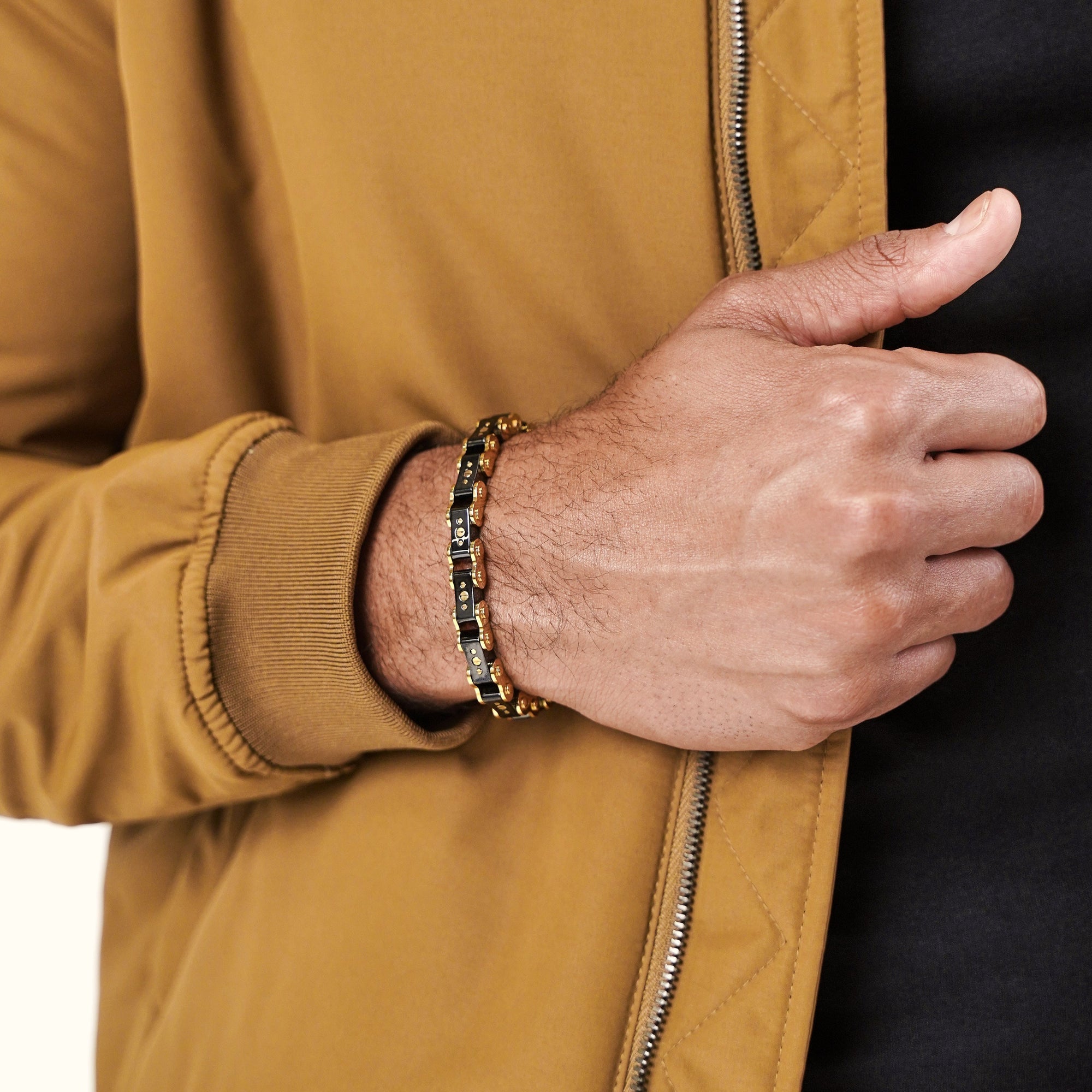 Black & Gold 9.5MM Bicycle Bracelet Bracelets IceLink-ES   