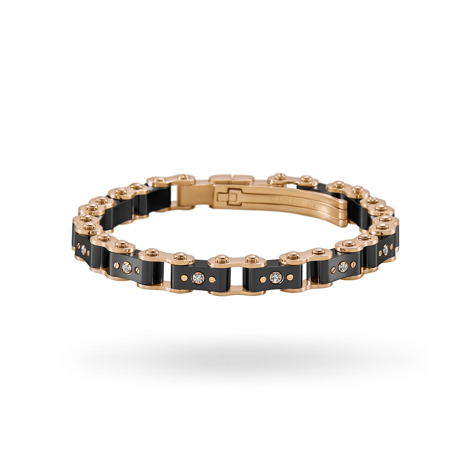 Black & Rose Gold Diamond 9.5MM Bicycle Bracelet Bracelets IceLink-ES   
