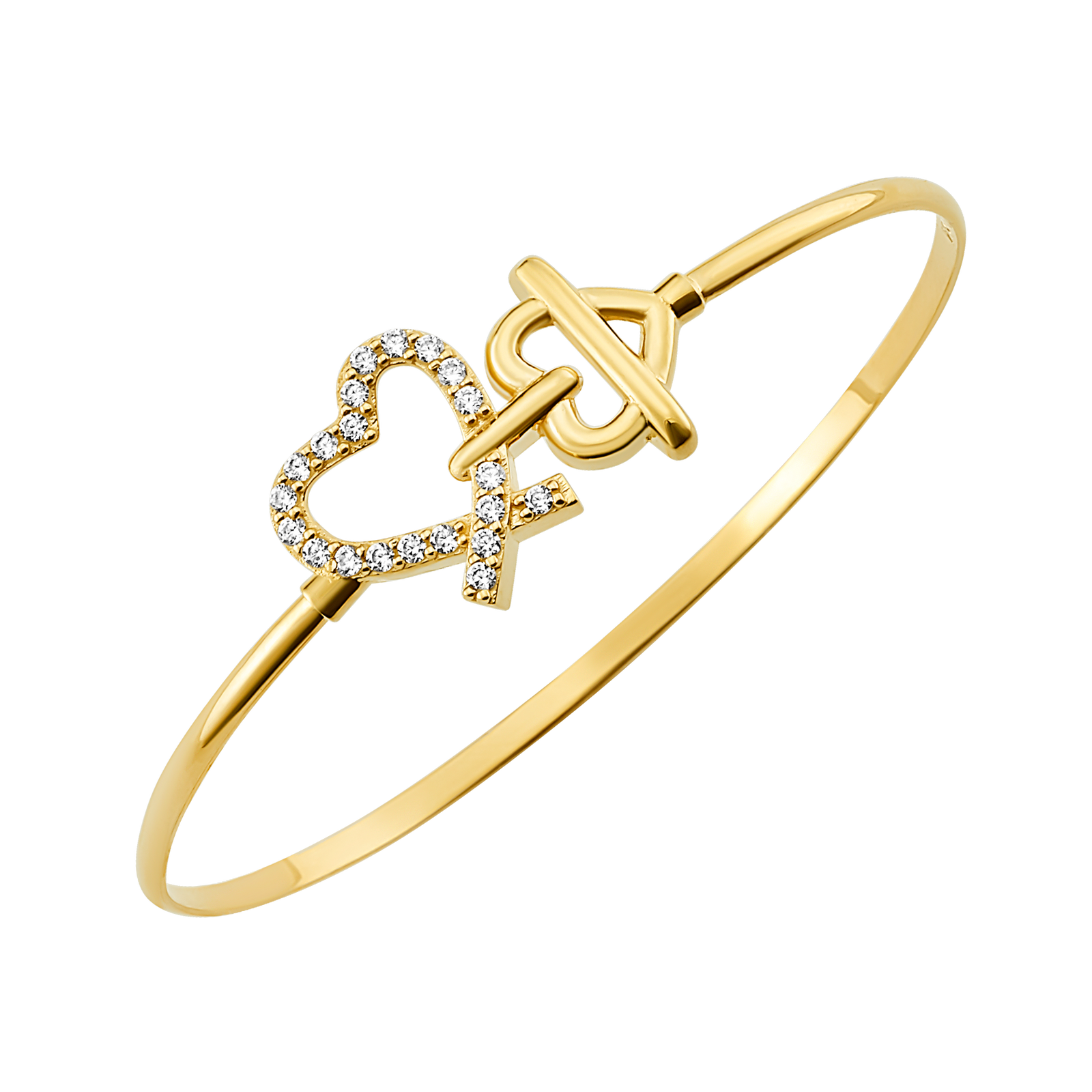 14K Diamond Heart Bangle (Sample Sale) Bracelets IceLink-CAL 14K Gold 6" (6.3g, 0.67ct) 