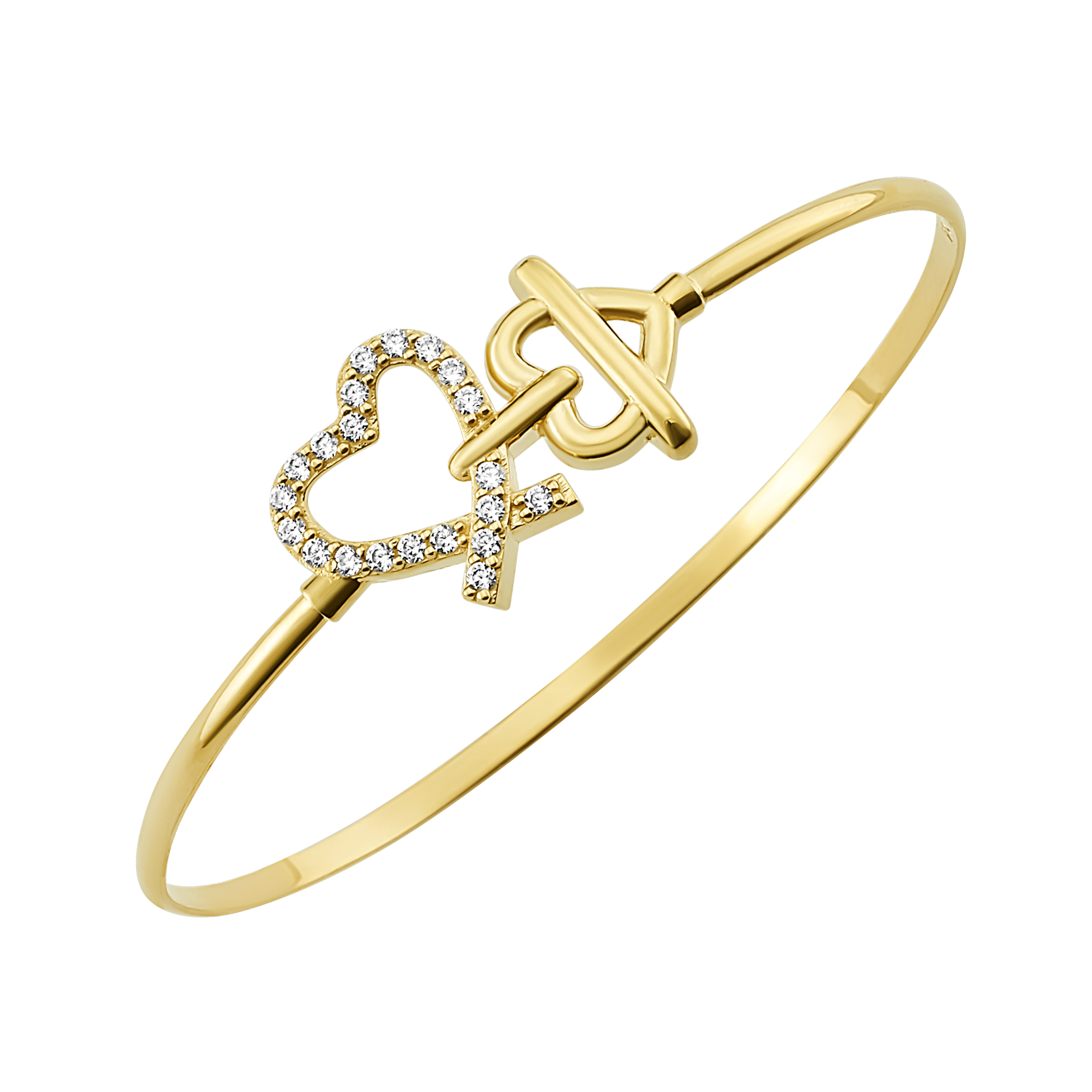 14K Diamond Heart Bangle (Sample Sale) Bracelets IceLink-CAL 14K Gold 6" (6.3g, 0.67ct) 