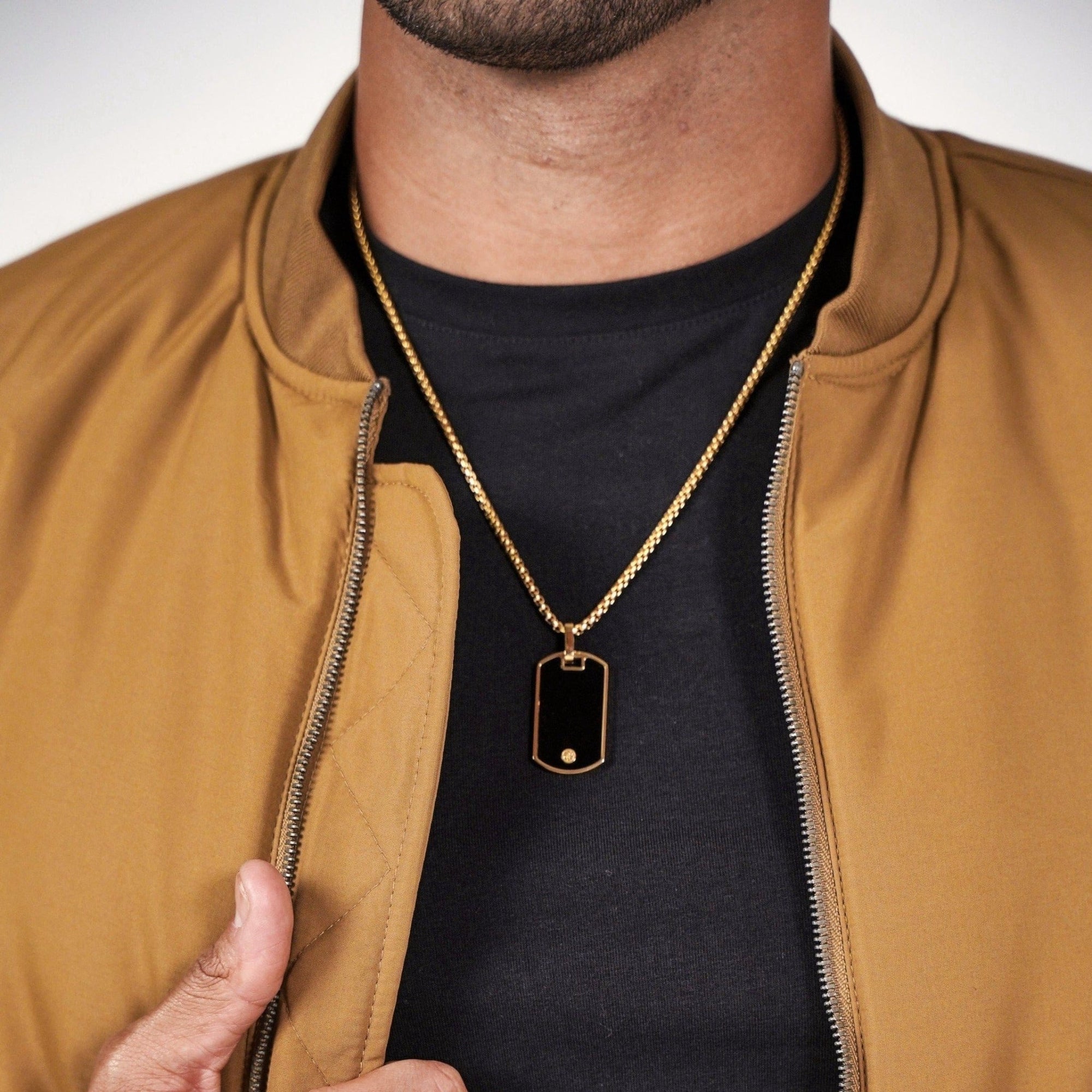 Drake Dog Tag Necklace Necklaces IceLink-RAN Gold PVD 26" 