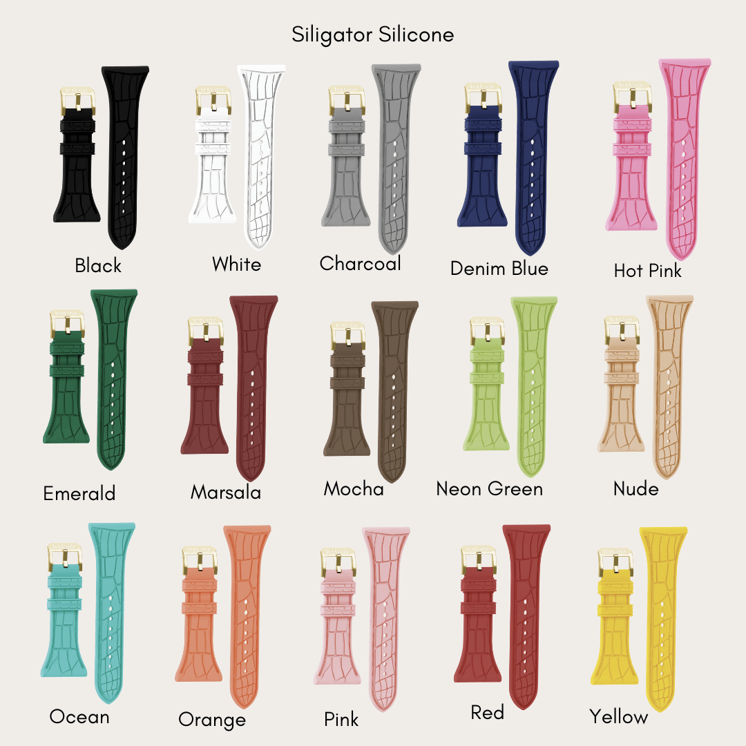 Extra Straps for Women's 6TZ Accessories IceLink-ES Siligator Silicone Black 