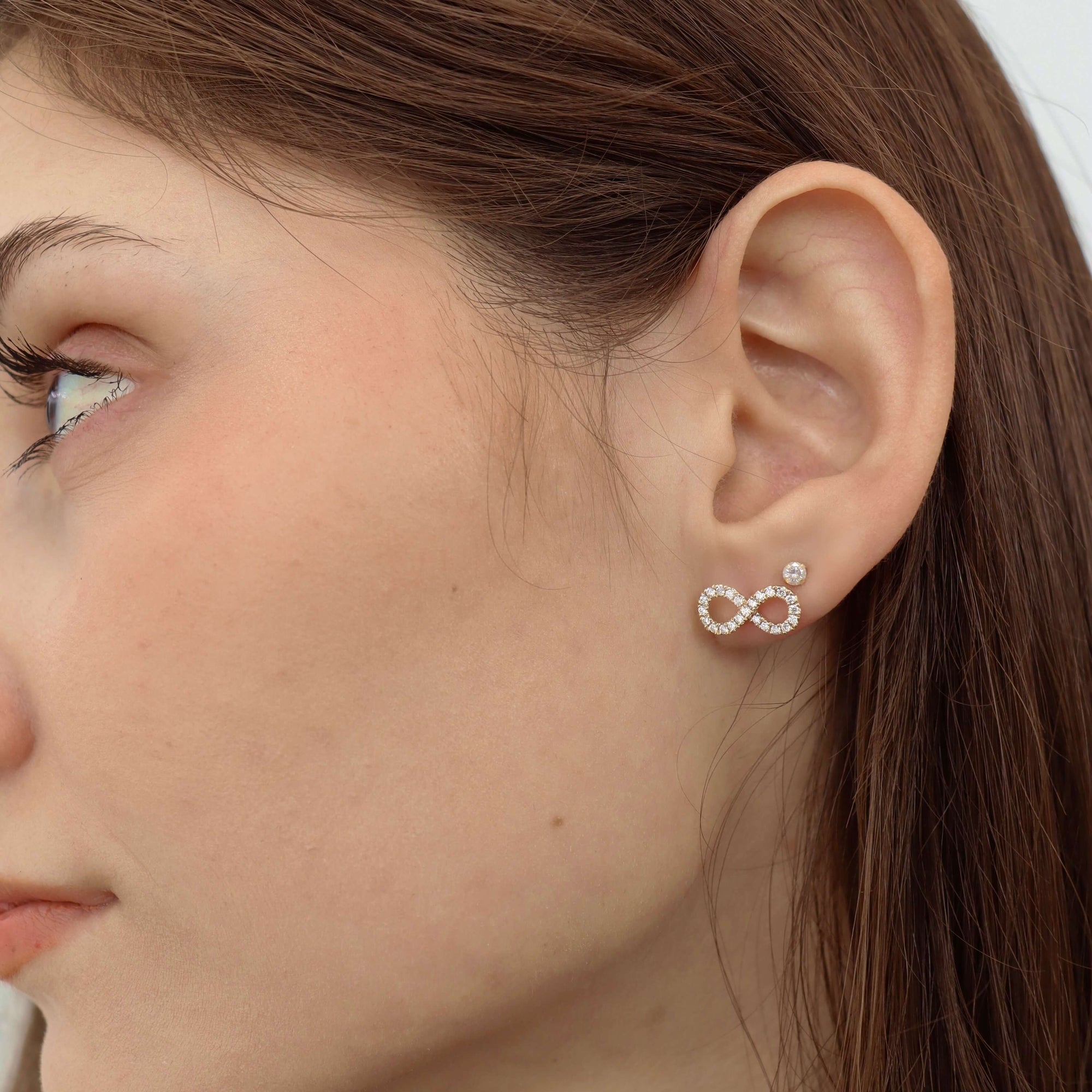 14K Infinity Diamond Studs (Sample Sale) Earrings IceLink-CAL 14K Gold  