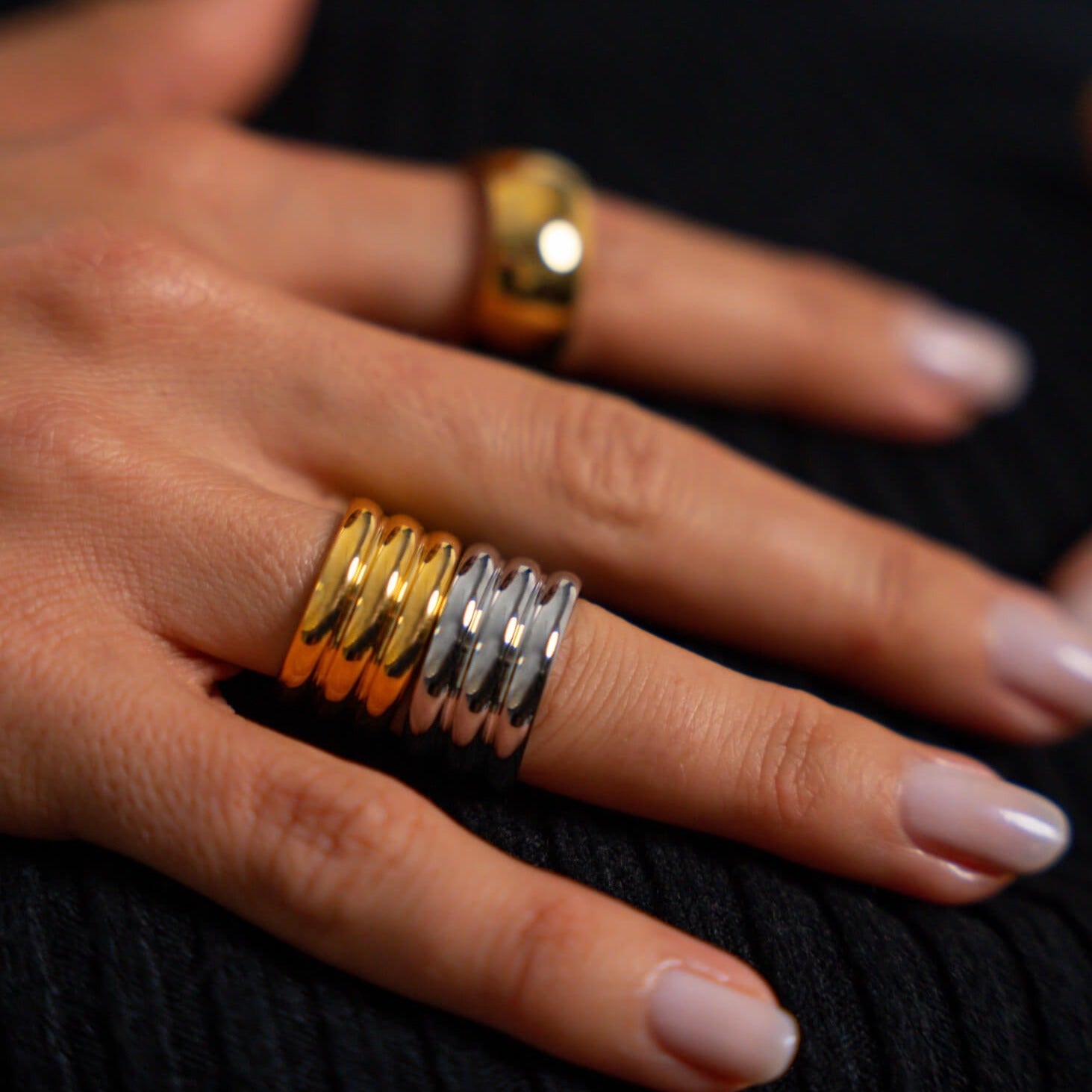 Rima Ring Rings IceLink-BL Gold PVD 6 