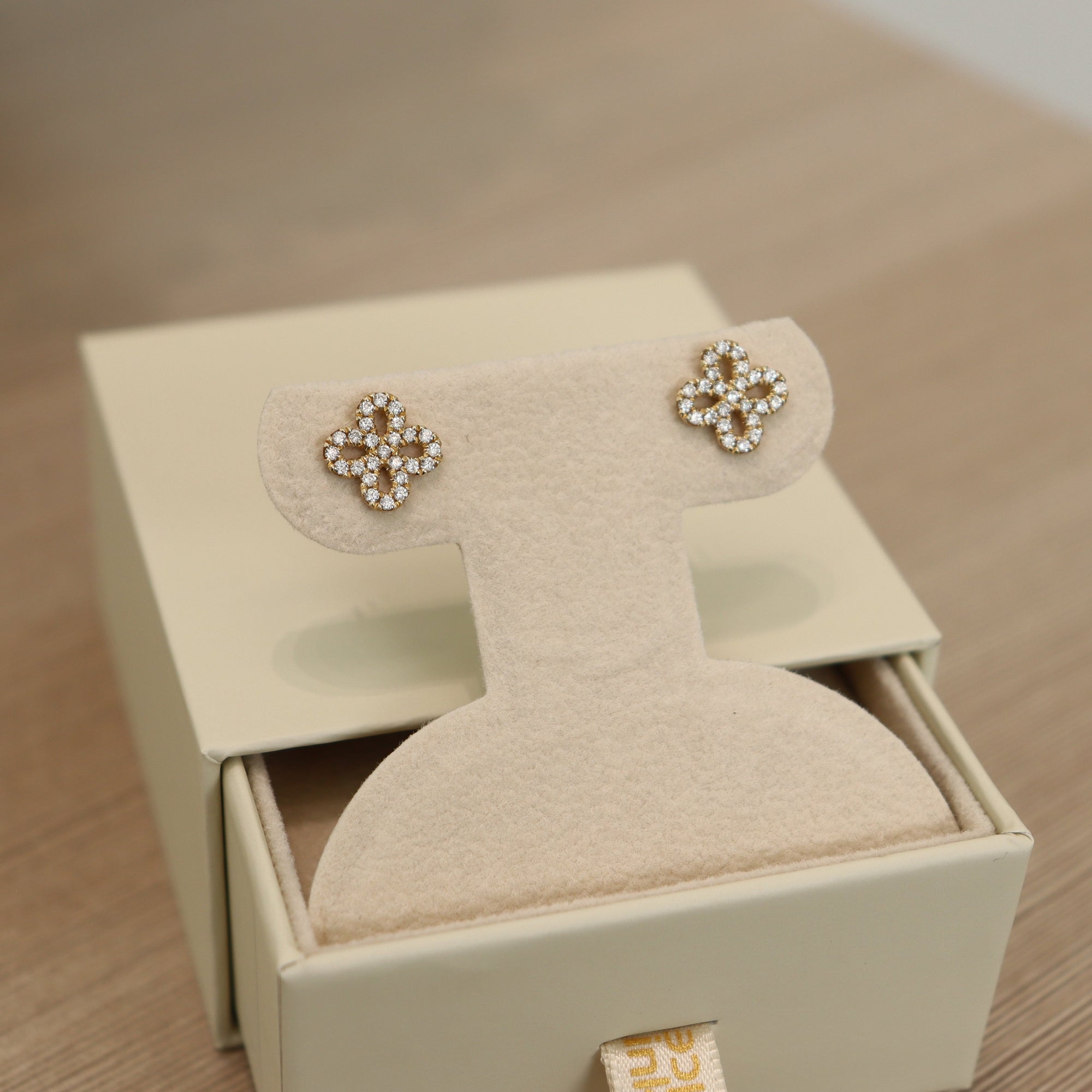 14K Clover Diamond Stud Earrings (Sample Sale) Earrings IceLink-CAL 14K Gold  