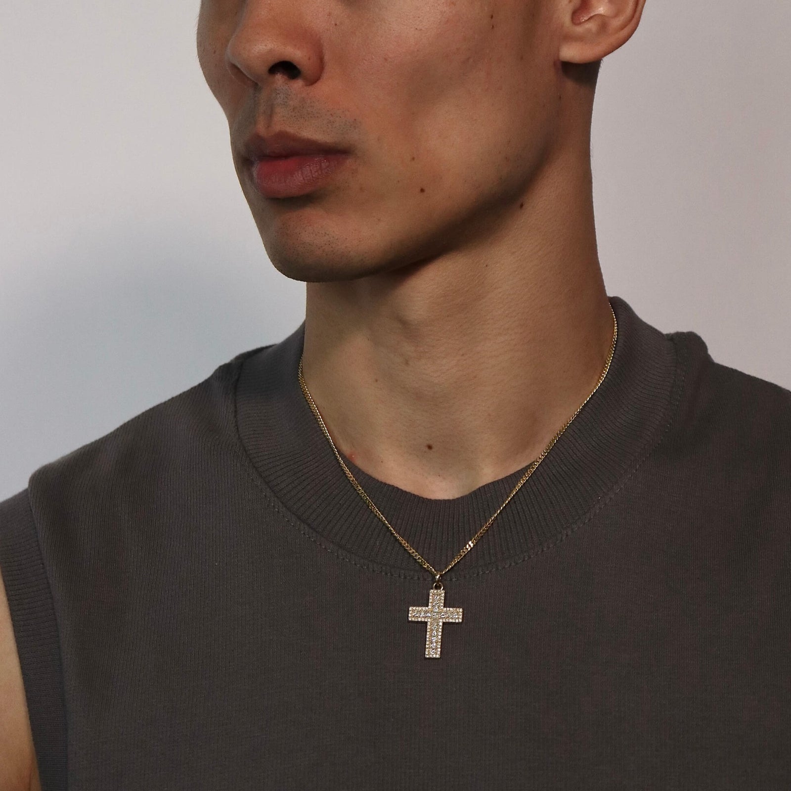 14K Amalfi Diamond Cross Necklaces IceLink-CAL 14K White Gold  