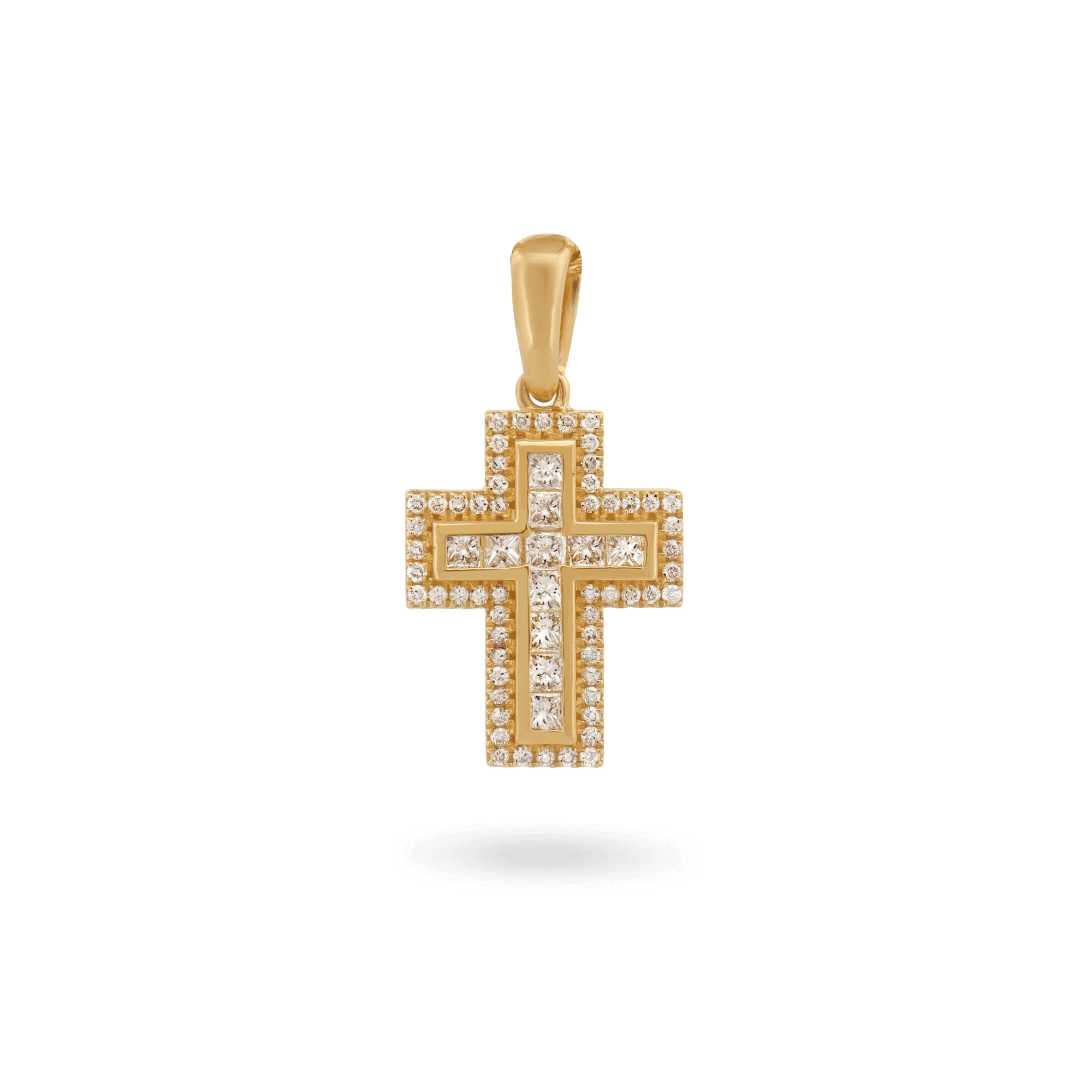 14K Radiant Diamond Cross Pendant Necklaces IceLink-CAL   