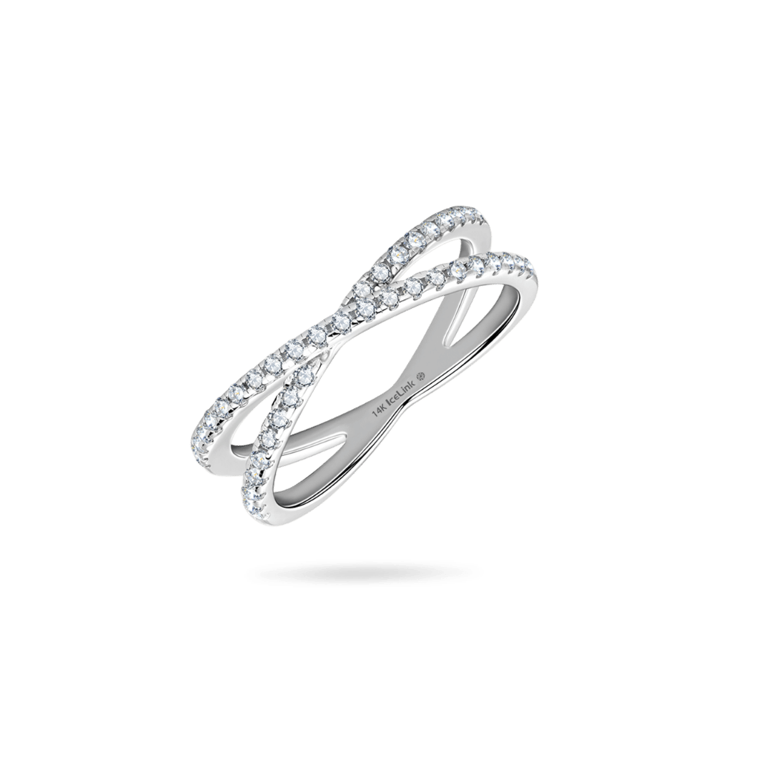 14K Criss Cross Moissanite Ring Rings IceLink-CAL   