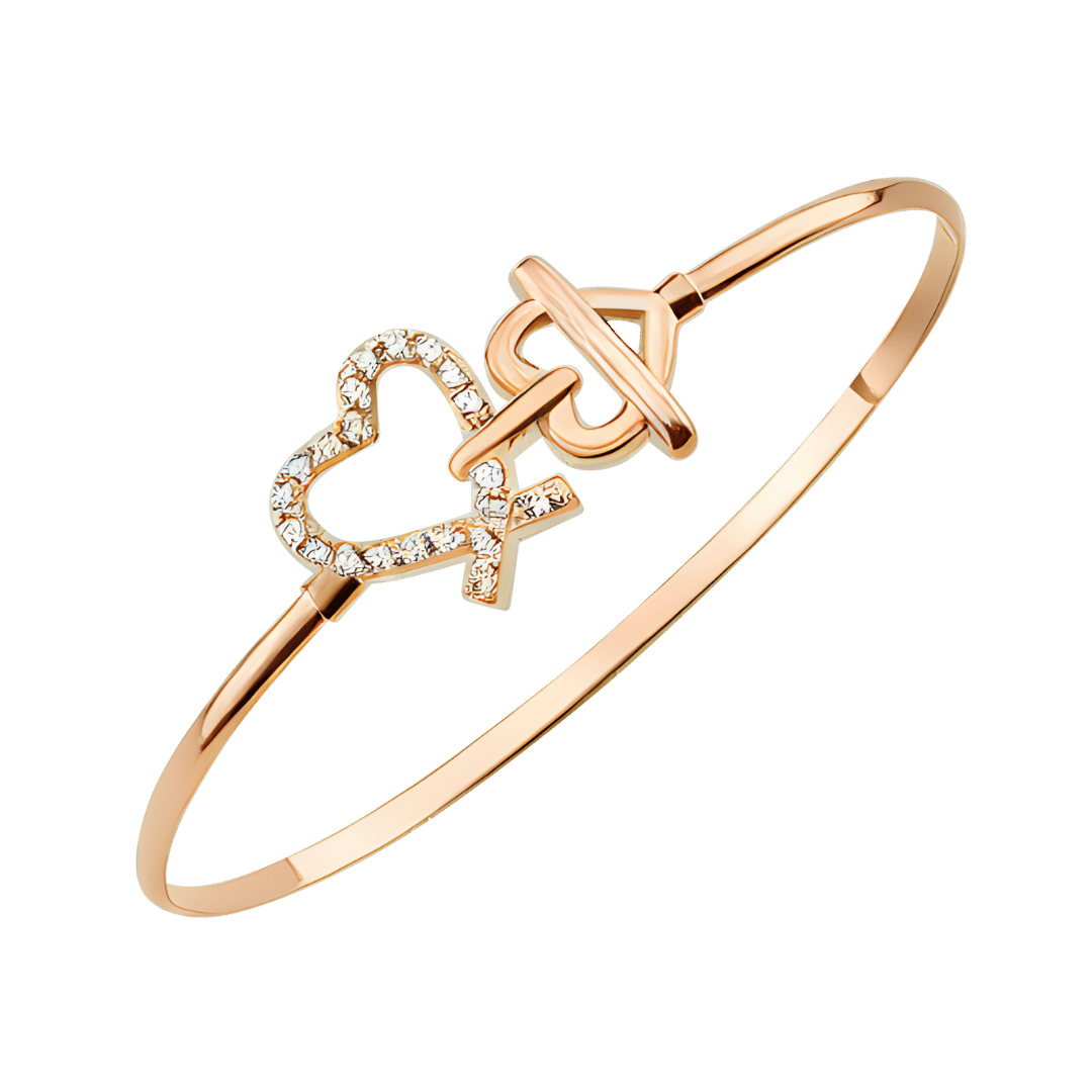 14K Diamond Heart Bangle (Sample Sale) Bracelets IceLink-CAL 14K Gold 6" (6.3g, 0.67ct) 