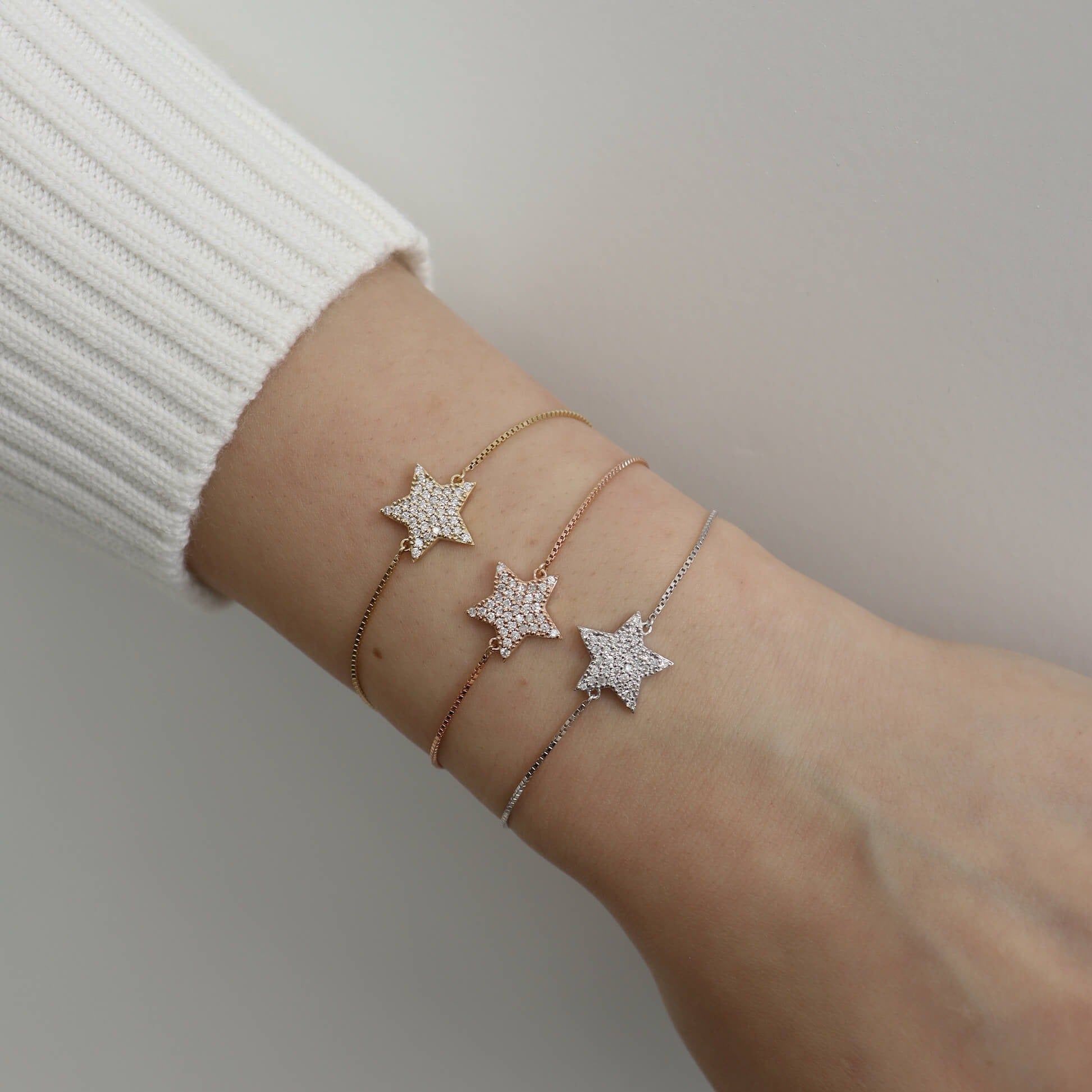 14K Star Diamond Bracelet (Sample Sale) Bracelets IceLink-CAL 14K White Gold  