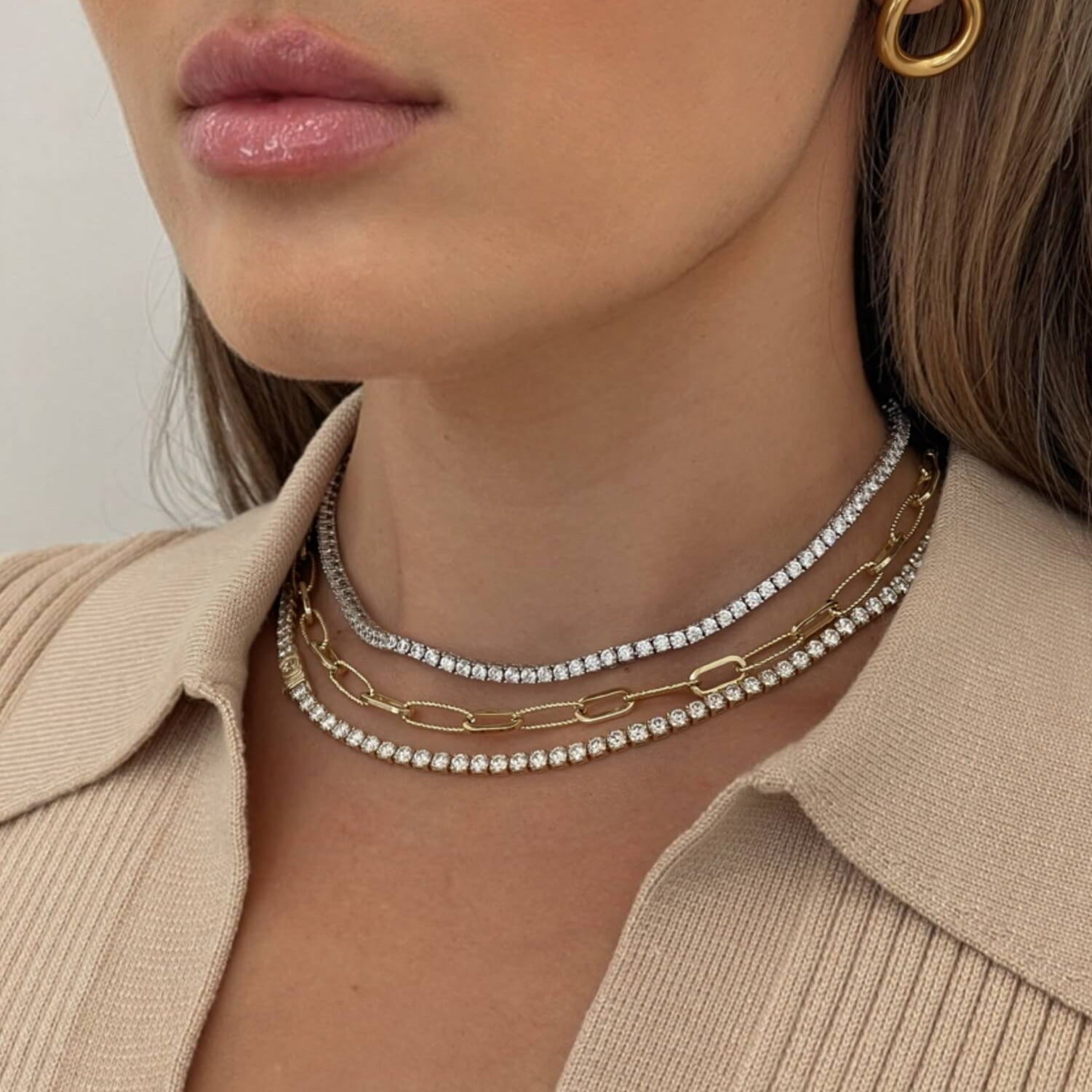 10K Gold Moissanite Tennis Necklace 3.25mm Necklaces IceLink-CAL