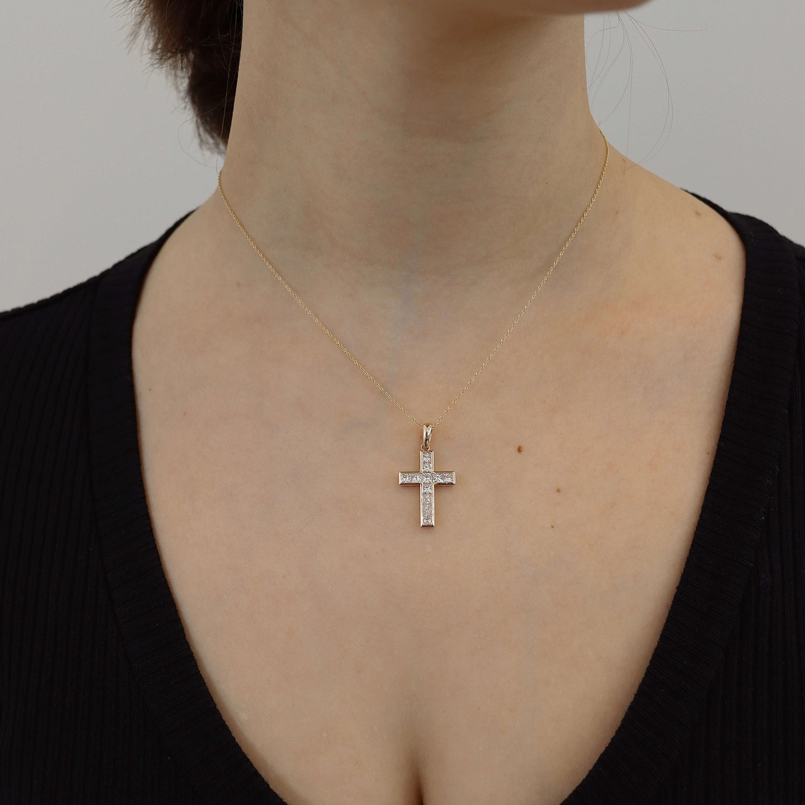 14K Unisex Diamond Cross Charms & Pendants IceLink-CAL   