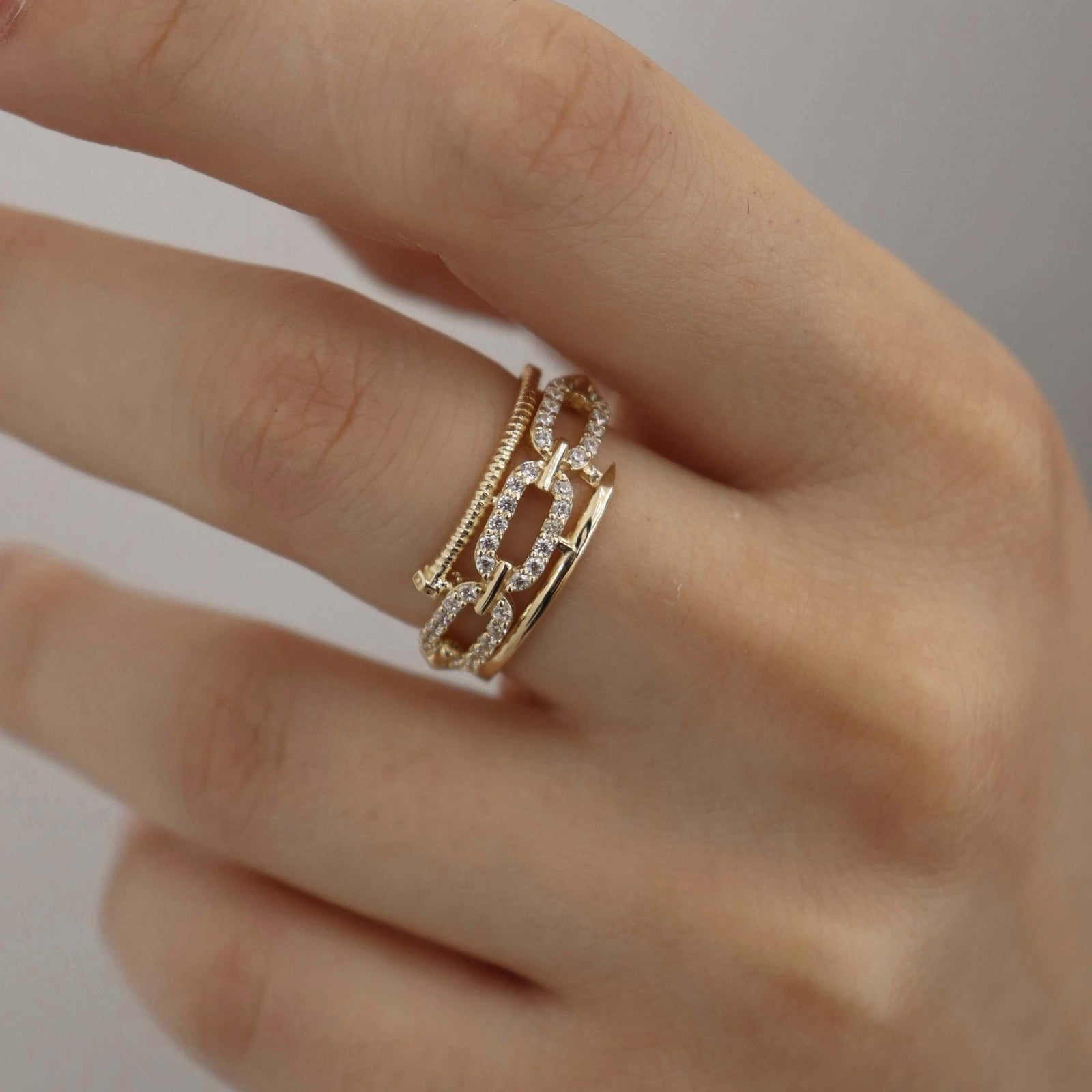 14K Screw Link Ring Rings IceLink-CAL   