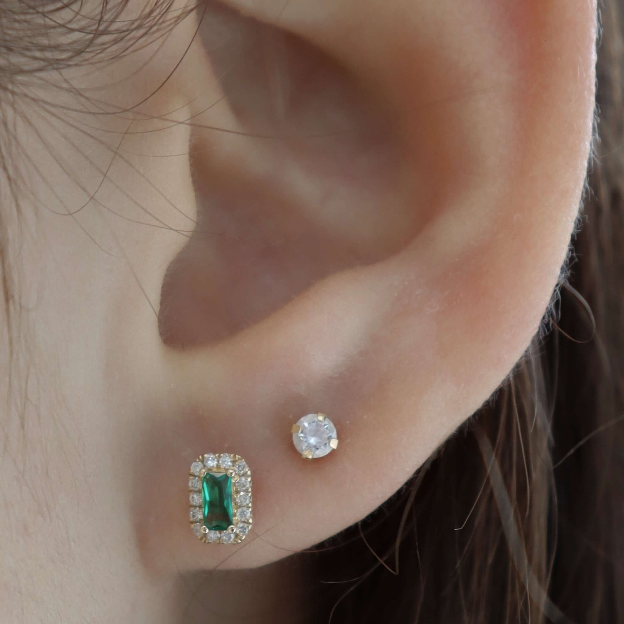14K Birthstone Diamond Stud Earrings Earrings IceLink-CAL