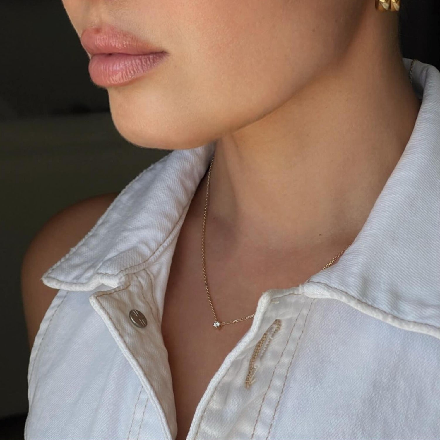 14K Princess Diamond Necklace Necklaces IceLink-CAL 14K White Gold  