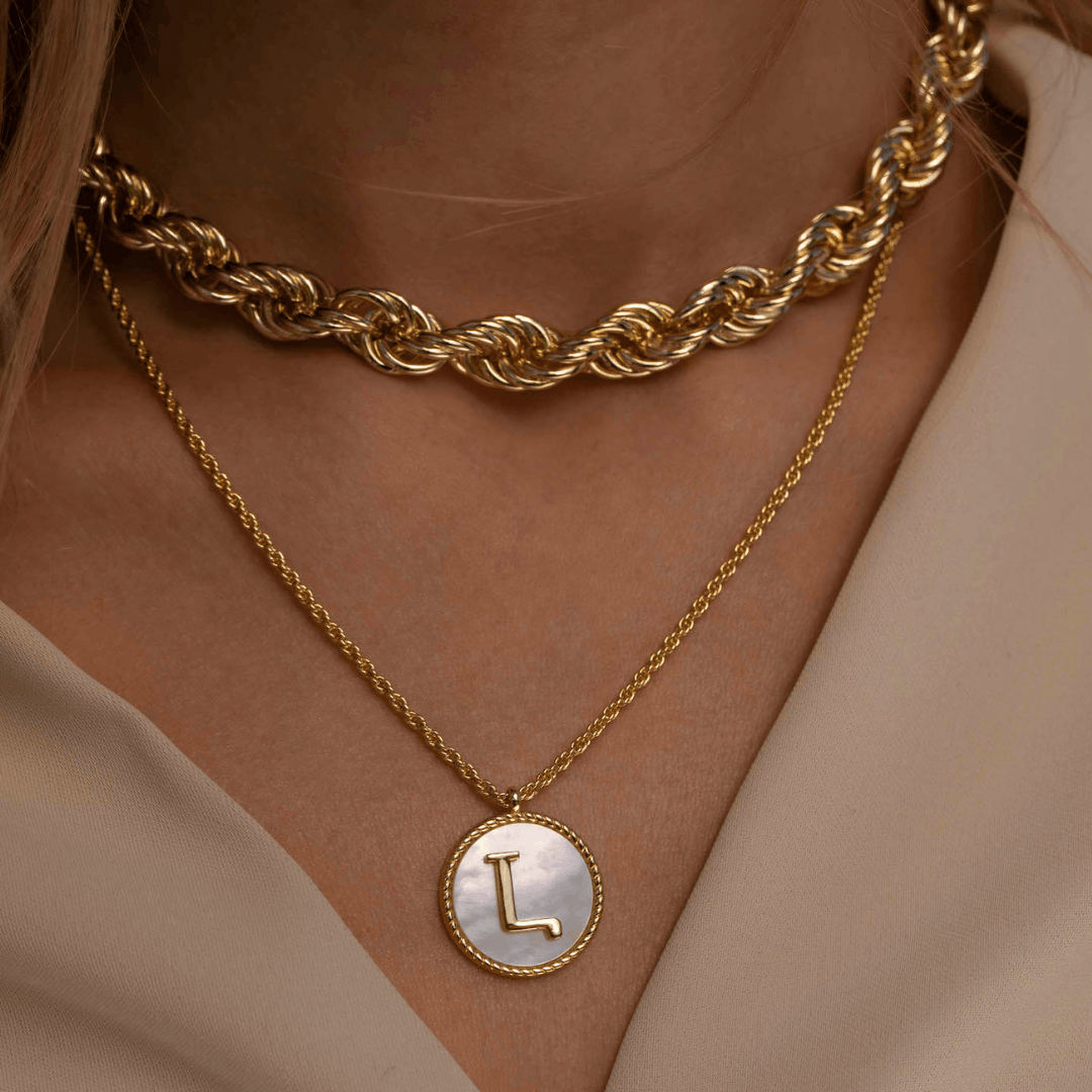 White Mother of Pearl Armenian Initial Necklace Necklaces IceLink-ATL Ա (Ani)  